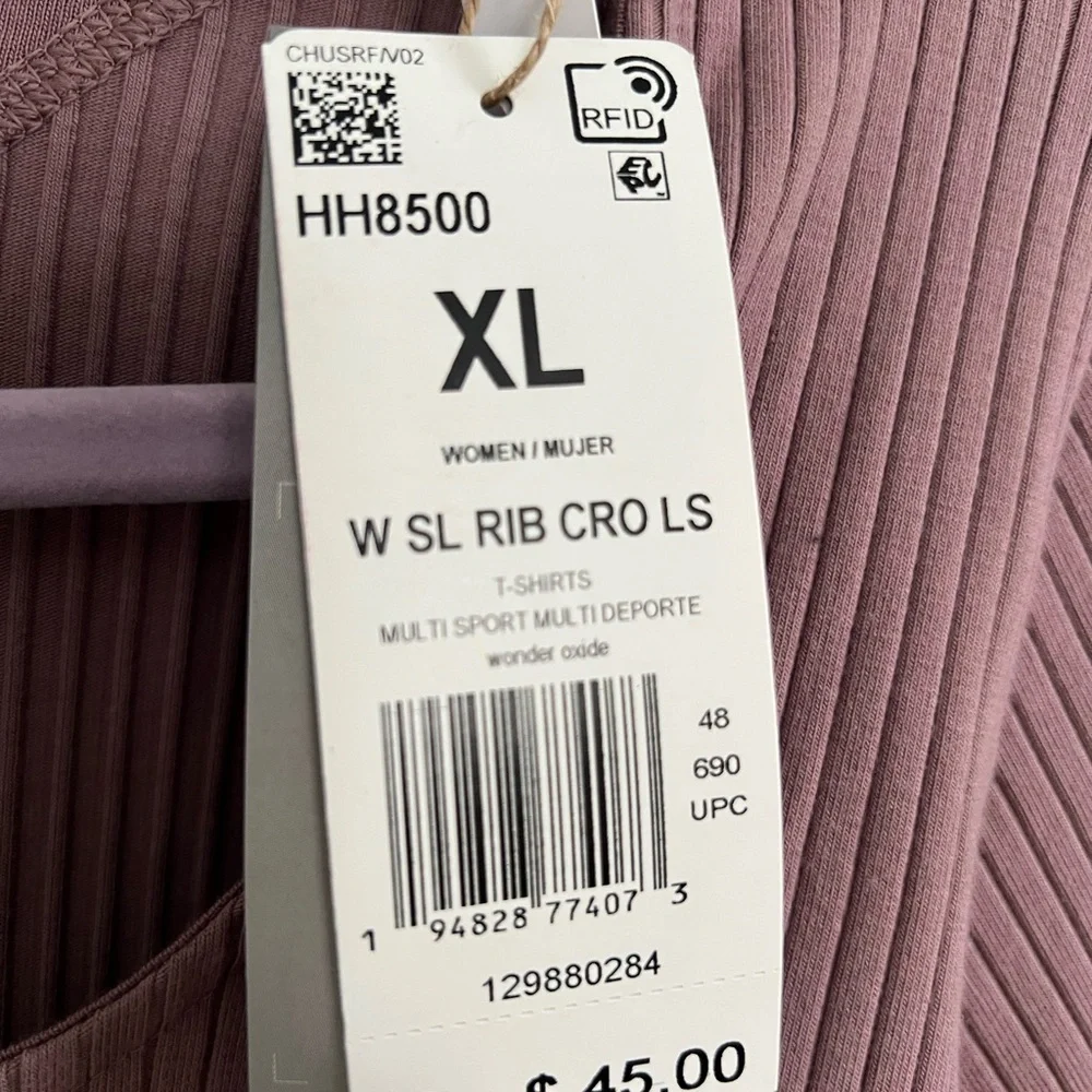 adidas Women's Studio Lounge Ribbed Cropped Long-Sleeve - Picture 5 of 7